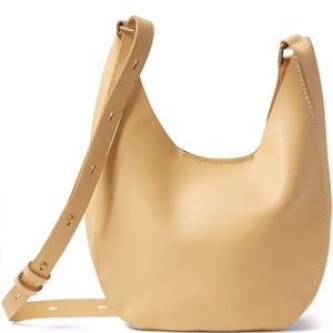 Madewell mini shopper leather crossbody bag light straw yellow with gold